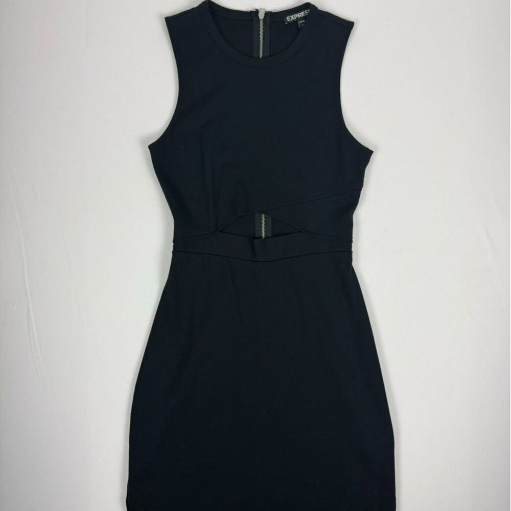 Express Baddie Black Sleeveless Cutout Mini Dress - 2